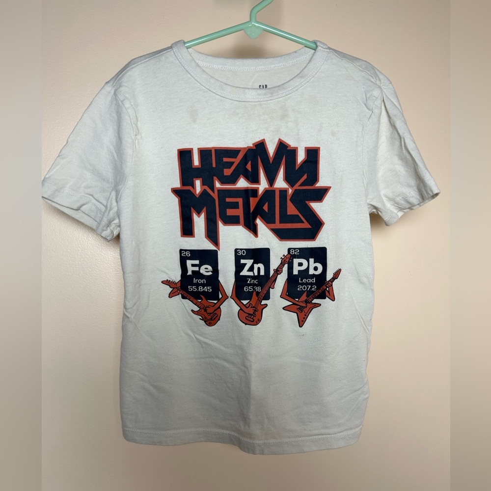 GAP Heavy Metals Beige Graphic Tee | Boys Size S (6/7) | Periodic Table Funny